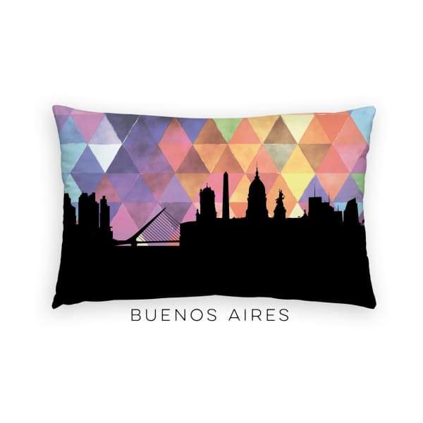 Buenos Aires Argentina geometric skyline - Pillow | Lumbar / RebeccaPurple - Geometric Skyline