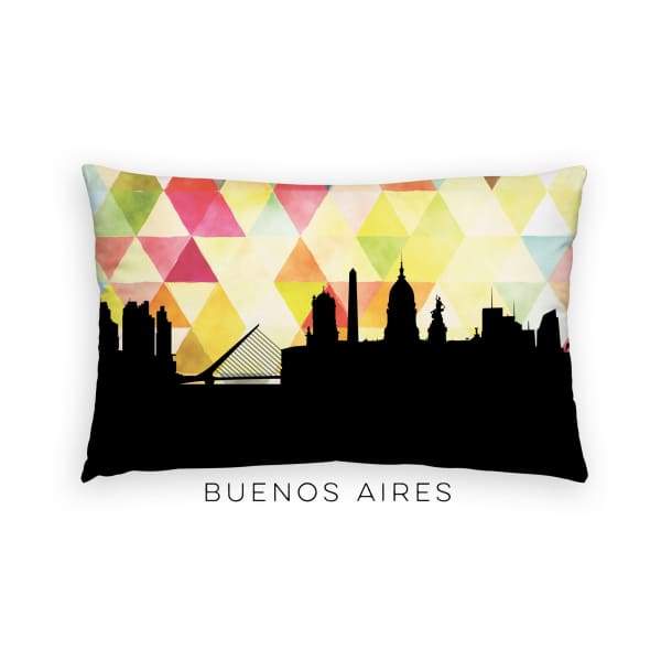 Buenos Aires Argentina geometric skyline - Pillow | Lumbar / Yellow - Geometric Skyline