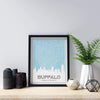 Buffalo New York skyline and map - 5x7 Unframed Print / LightBlue - Road Map and Skyline