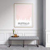 Buffalo New York skyline and map - 5x7 Unframed Print / MistyRose - Road Map and Skyline