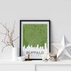 Buffalo New York skyline and map - 5x7 Unframed Print / OliveDrab - Road Map and Skyline