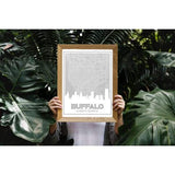 Buffalo New York skyline and map - 5x7 Unframed Print / Silver - Road Map and Skyline