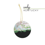 Cadiz Kentucky city skyline decor with vintage Cadiz map - Ornament - City Map Skyline