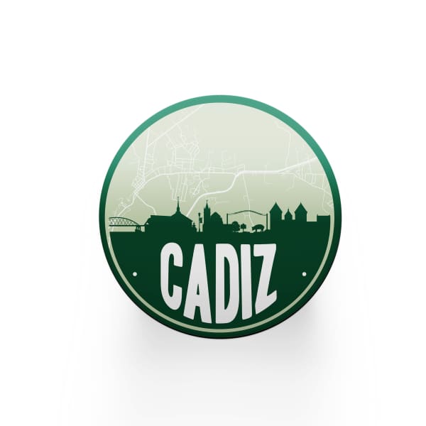 Cadiz Kentucky skyline and city map design | in multiple colors - Coasters | Set of 2 / Green - City Road Maps