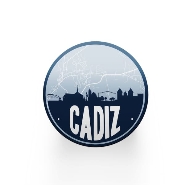 Cadiz Kentucky skyline and city map design | in multiple colors - Coasters | Set of 2 / Navy Blue - City Road Maps