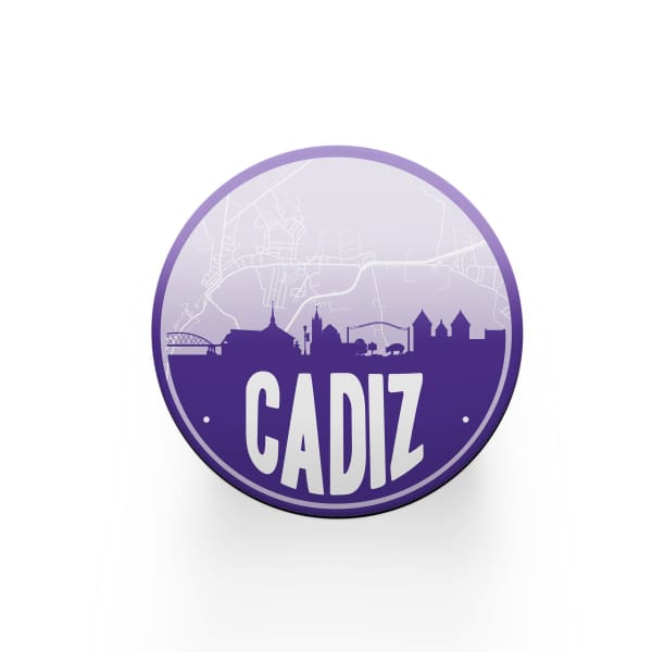 Cadiz Kentucky skyline and city map design | in multiple colors - Coasters | Set of 2 / Purple - City Road Maps
