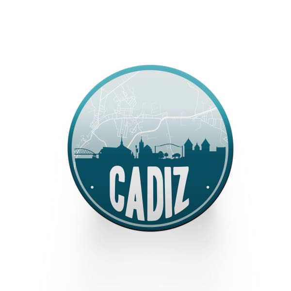 Cadiz Kentucky skyline and city map design | in multiple colors - Coasters | Set of 2 / Teal - City Road Maps