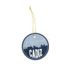 Cadiz Kentucky skyline and city map design | in multiple colors - Ornament / Navy Blue - City Road Maps