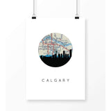 Calgary Alberta city skyline with vintage Calgary map - City Map Skyline