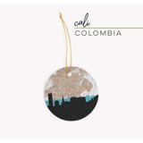Cali Colombia city skyline with vintage Cali map - Ornament - City Map Skyline