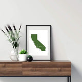 California ’home’ state silhouette - 5x7 Unframed Print / DarkGreen - Home Silhouette