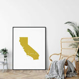 California ’home’ state silhouette - 5x7 Unframed Print / GoldenRod - Home Silhouette