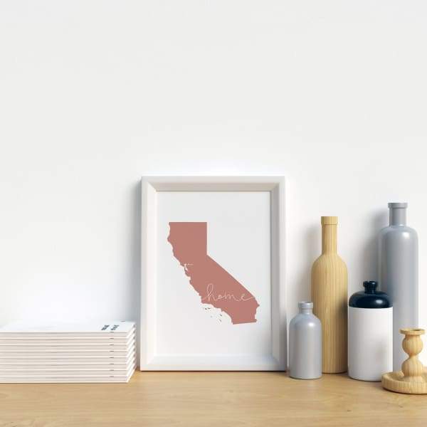 California ’home’ state silhouette - 5x7 Unframed Print / RosyBrown - Home Silhouette