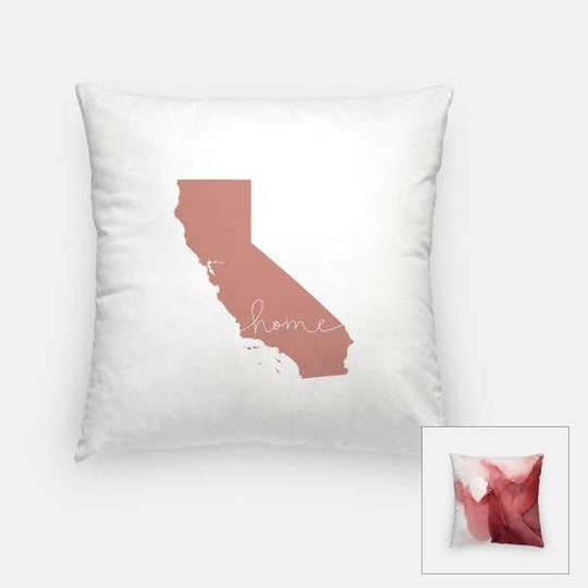 California ’home’ state silhouette - Pillow | Square / RosyBrown - Home Silhouette