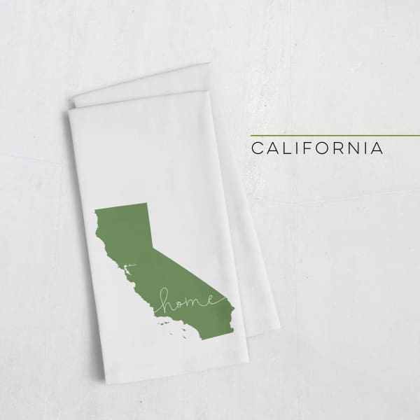 California ’home’ state silhouette - Tea Towel / DarkGreen - Home Silhouette