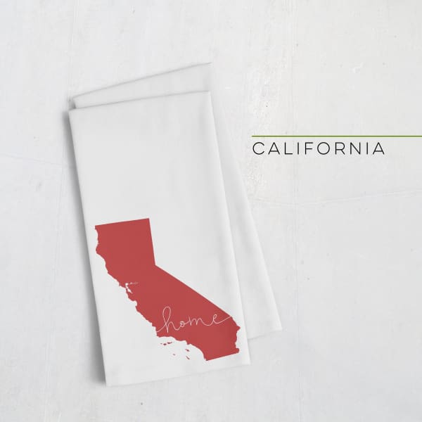 California ’home’ state silhouette - Tea Towel / FireBrick - Home Silhouette