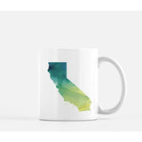 California state watercolor - Mug | 11 oz / Yellow + Teal - State Watercolor