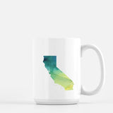 California state watercolor - Mug | 15 oz / Yellow + Teal - State Watercolor