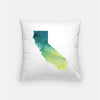 California state watercolor - Pillow | Square / Yellow + Teal - State Watercolor