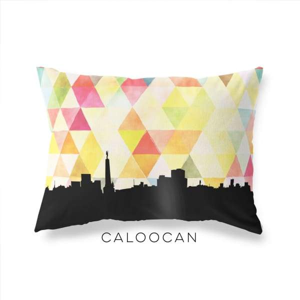 Caloocan Philippines geometric skyline - Pillow | Lumbar / Yellow - Geometric Skyline
