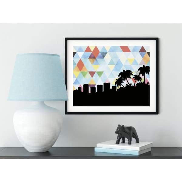 Cancun Mexico geometric skyline - 5x7 Unframed Print / LightSkyBlue - Geometric Skyline