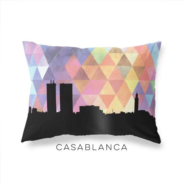 Casablanca Morocco geometric skyline - Pillow | Lumbar / RebeccaPurple - Geometric Skyline