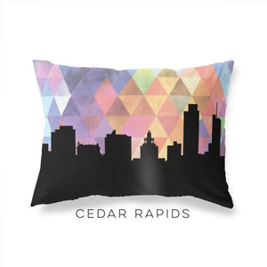 Cedar Rapids Iowa geometric skyline - Pillow | Lumbar / RebeccaPurple - Geometric Skyline