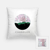 Chandler Arizona city skyline with vintage Chandler map - Pillow | Square - City Map Skyline