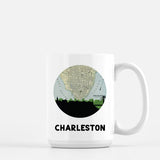 Charleston South Carolina city skyline with vintage Charleston map - Mug | 15 oz - City Map Skyline