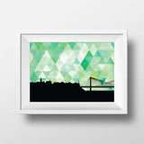 Charleston South Carolina geometric skyline - 5x7 Unframed Print / Green - Geometric Skyline