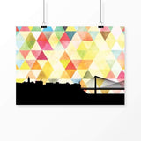 Charleston South Carolina geometric skyline - 5x7 Unframed Print / Yellow - Geometric Skyline