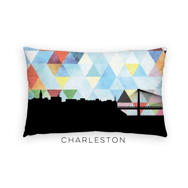 Charleston South Carolina geometric skyline - Pillow | Lumbar / LightSkyBlue - Geometric Skyline