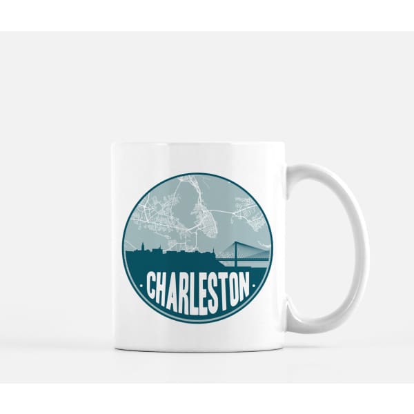 Charleston South Carolina skyline and city map design | in multiple colors - City Road Maps