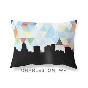 Charleston West Virginia geometric skyline - Pillow | Lumbar / LightSkyBlue - Geometric Skyline