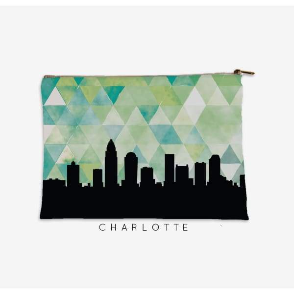 Charlotte North Carolina geometric skyline - 5x7 Unframed Print / Green - Geometric Skyline