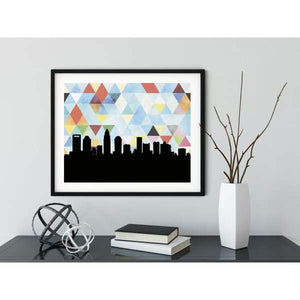 Charlotte North Carolina geometric skyline - 5x7 Unframed Print / LightSkyBlue - Geometric Skyline