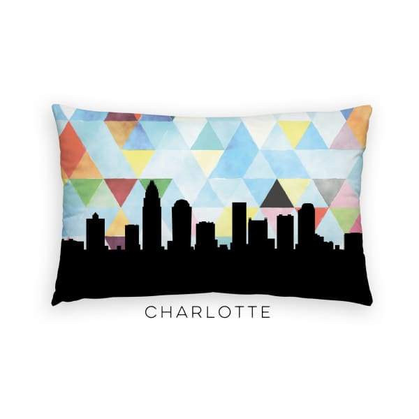 Charlotte North Carolina geometric skyline - Pillow | Lumbar / LightSkyBlue - Geometric Skyline