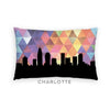 Charlotte North Carolina geometric skyline - Pillow | Lumbar / RebeccaPurple - Geometric Skyline