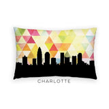 Charlotte North Carolina geometric skyline - Pillow | Lumbar / Yellow - Geometric Skyline