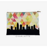 Charlotte North Carolina geometric skyline - Pouch | Small / Yellow - Geometric Skyline