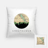 Chautaqua New York city skyline with vintage Chautaqua map - Pillow | Square - City Map Skyline