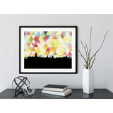 Chennai India geometric skyline - 5x7 Unframed Print / Yellow - Geometric Skyline