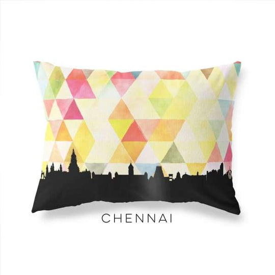 Chennai India geometric skyline - Pillow | Lumbar / Yellow - Geometric Skyline
