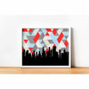Chicago Illinois geometric skyline - 5x7 Unframed Print / Light Blue and Red - Geometric Skyline