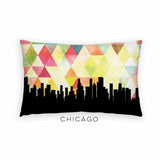 Chicago Illinois geometric skyline - Pillow | Lumbar / Yellow - Geometric Skyline