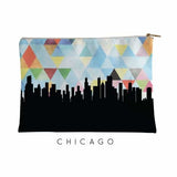 Chicago Illinois geometric skyline - Pouch | Small / LightSkyBlue - Geometric Skyline