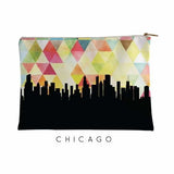 Chicago Illinois geometric skyline - Pouch | Small / Yellow - Geometric Skyline