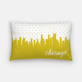 Chicago Illinois polka dot skyline - Pillow | Lumbar / Goldenrod - Polka Dot Skyline