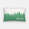 Chicago Illinois polka dot skyline - Pillow | Lumbar / LimeGreen - Polka Dot Skyline