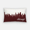 Chicago Illinois polka dot skyline - Pillow | Lumbar / Maroon - Polka Dot Skyline